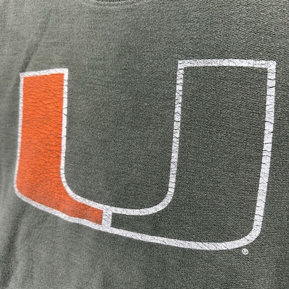 47 Brand Miami Hurricanes Crewneck Men’s Large Sweatshirt Front Kangaroo Pocket - Picture 9 of 10